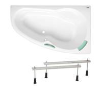 Siko - 160x95 cm Laguna Luiza baignoire d'angle avec pieds, acrylique, droite, blanc (LU1600P-SET)