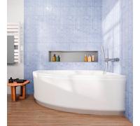Siko - 160x95 cm Laguna Luiza baignoire d'angle en acrylique, droite + tablier 160 cm + pieds, blanc (LU1600P-SET1)