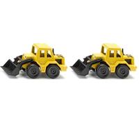 SIKU 0802, Tracto-Pelle, Métal/Plastique, Jaune/Noir, Chargeur Frontal Mobile (Lot de 2)