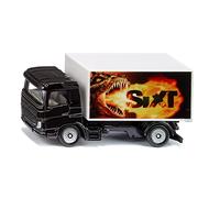 siku 1107, Camion avec Caisse Sixt, Camion jouet, métal/plastique, noir/blanc, hayon ouvrable, motif dragon