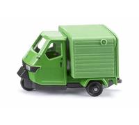 SIKU 1111 Piaggio Ape Verde Tricycle Miniature avec hayon ouvrable et attelage de remorque, châssis en métal, Vert, véhicule culte Italien