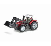 siku 1484, Tracteur Massey Ferguson avec chargeur frontal, Métal/Plastique, Rouge/Noir, Chargeur frontal mobile