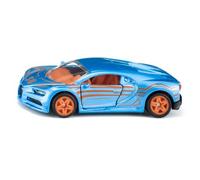 siku 1508, Bugatti Chiron Sportwagen, Voiture jouet pour enfants, Métal/plastique, Bleu/orange, Portes ouvrantes
