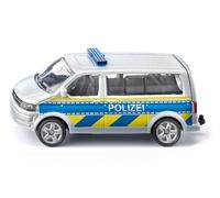 siku 1553, VW T5 Police de l'autoroute, Jouet automobile pour enfants, Métal/plastique, Argent, Hayon arrière ouvrable, Attelage de remorque