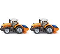 SIKU 1563 Massey Ferguson avec épandeur de sel, Métal/Plastique, Orange, Tracteur Jouet pour Enfants, Épandeur de sel Inclus, Cabine Amovible (Lot de 2)