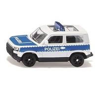 siku 1569, Land Rover Defender Police Fédérale, Voiture-jouet de Police, métal/plastique, Argenté/bleu, Pneus caoutchoutés, Jantes Sport, Barre de Signalisation bleue, Attelage de Remorque