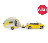 Siku 1629 VW Scarabée Cabriolet Avec Larme Caravane Moulé Petit 1:55 Echelle