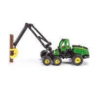 SIKU 1652, Abatteuse John Deere Harvester, Métal,Plastique, Verte, avec Tronc d'arbre, Grue rotative