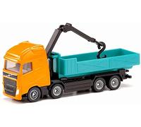 siku 1683, Camion polybenne Volvo avec grue, Métal,plastique, orange/turquoise, benne ampliroll, grue pivotante