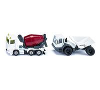 siku 1692, Coffret Chantier, 1 Tombereau Dumper et 1 Camion-Toupie, Blanc/Rouge, métal/plastique, Pneus en caoutchouc