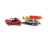 siku 1696, Buggy avec Avion Sportif, Set de jouets, métal/plastique, rouge/jaune, avec Remorque, Pneus en Caoutchouc, Ailes d'Avion Rabattables