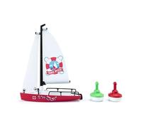siku 1752, Voilier avec Bouées, en plastique, 1:50, blanc/rouge, Voiles enroulables, Mât pliable, bouées incluses,