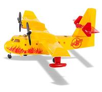 siku 1793 - Avion Anti-Incendies avec 1 arbre et 2 Figurines Flammes, 1:87, Métal/Plastique, Jaune, Peut être Rempli d'Eau
