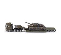 siku 1872, Camion Remorque Surbaissé Avec Char, Métal/Plastique, 1:87, Semi-Remorque Amovible, Set D'Autocollants Pour Personnalisation, Vert