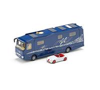 siku 1943 - Camping-car Volkner, 1:50, Métal/Plastique, Bleu, Petite Voiture Incluse, Pièces mobiles