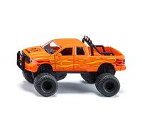 siku 2358, Dodge RAM 1500 avec Pneus-ballons, Voiture jouet, 1:50, métal/plastique, noir/orange, Pneus caoutchoutéss, Porte, Capot et Hayon ouvrables