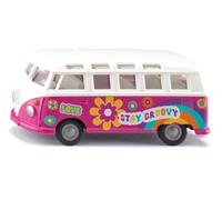 siku 2364, VW T1 Bus Samba, Voiture-jouet, 1:50, Voiture-jouet pour enfants, Métal/plastique, Rouge/blanc, Portes ouvrables, Attelage de remorque, Roues fidèles à l'original