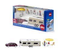 siku 2542 - Voiture Avec Caravane, 1:55, Métal/Plastique, Multicolore, Figurines et matériel de camping inclus