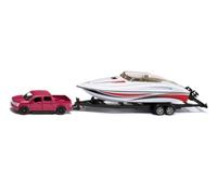 siku 2568, Ford F150 US-Police avec Bateau à moteur, 1:55, Métal/plastique, Rouge/blanc, Pneus en caoutchouc, Bateau jouet flottant