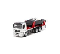 siku 2715, Camion avec bateau à moteur, 1:50, Métal/Plastique, Argent/Noir, Bateau jouet flottable
