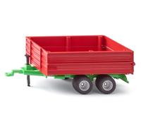 Siku 2881 Remorque à essieux Tandem, 1:32, Métal/Plastique, Rouge/Vert, Jouet pour Enfants, Surface de Chargement inclinable, Parois latérales réglables en Hauteur