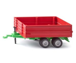 SIKU 2881 Remorque à essieux Tandem, 1:32, Métal/Plastique, Rouge/Vert, Jouet pour Enfants, Surface de Chargement inclinable, Parois latérales réglables en Hauteur
