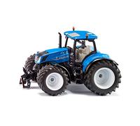 siku 3291, Tracteur New Holland T7,315 HD, Tracteur jouet, 1:32, métal/plastique, bleu, avec poids frontal, capot ouvrable, avec attelage de remorque