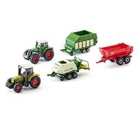 siku 6286 - Coffret cadeau 7 - Agriculture, Métal/Plastique, Multicolore, Ensemble de jouets compatibles, Eléments mobiles, 2 tracteurs, 3 remorques