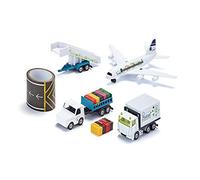 siku 6312, Kit Aéroport, Métal/Plastique, Blanc, incl, Avion de ligne, Véhicule Catering, Remorque avec escalier pour passagers, Tracteur d'aéroport, Remorque à bagages et Bande de piste de 5m de long