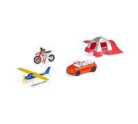 siku 6325, Set de Loisirs, incl, Cabriolet, Moto-cross, Hydravion et Tente, Métal/plastique, Multicolore