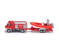 SIKU Blister - Camion de pompiers Unimog avec bateau