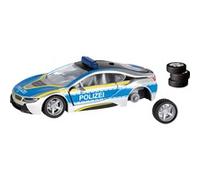 siku 2303, BMW i8 Voiture de Police, métal/plastique, 1:50, bleu/argenté, Portes Papillon ouvrables, Roues interchangeables, Pneus caoutchoutés,