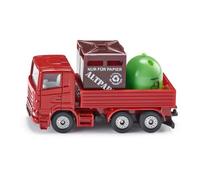 Siku Camion de recyclage 0828 – métal/plastique, rouge, 1 container papier et 1 container verre