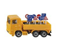 siku 1322, Camion avec panneaux de signalisation routière, métal/plastique, orange, 8 panneaux de signalisation routière inclus