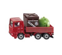 siku 0828, Camion de Recyclage, métal/plastique, Rouge, 1 container pour papier et 1 container pour verre