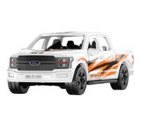 Siku Voiture miniature Ford F150 Pick-Up, portes ouvrables, attelage, métal, Blanc-Orange, dès 3 ans