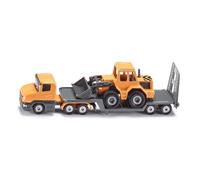 Siku Camion 1616 avec remorque surbaissée et chargeur frontal – Orange, Métal/Plastique