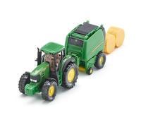 Siku Tracteur-presse John Deere 1665 – métal/plastique, 2 rouleaux, vert