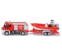 SIKU UNIMOG POMPIERS AVEC BATEAU en jouet