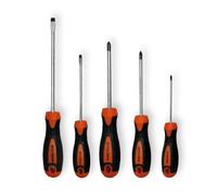 SikuroTech Lot de 5 tournevis professionnels en acier C/vanadium - Pointe antirouille - Poignée bi-composant antidérapante - Croix et coupe - Ergonomique