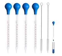 Sikweny 10 Pièces Ensemble Verre Contient 4 Pipette Graduée 4 Pièces Caoutchouc Avec 2 Brosses Nettoyage Pipette Cuisine Compte Goutte Compte Gouttes Verre pour Établissements Laboratoire