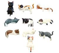 Sikweny 10 Pièces Figurine Chat Matériau en Résine Statue Chat Conception Simulation Animaux Miniatures Forme Mignonne Décoration D'intérieur pour Fêtes Déménagement Achat d'une Nouvelle Voiture