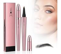 Sikweny 2 Pièces Crayon Sourcil Waterproof Avec 4 TêTes Pinceau Fourchues Crayon Sourcils Maquillage RéSistant à L'Eau Transpiration Eyebrow Pencil 3D pour CréEr Sourcils Naturels (Noir)
