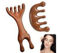Sikweny 2 Pièces Masseurs De Tête, Brosse Massage Cuir Chevelu, Peigne de Massage en Bois Avec Dents Larges, Masseur Acupoint pour Fatigue, Peigne Guasha, pour Amoureuse du Cuir Chevelu Méridiens