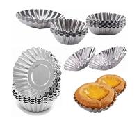 Sikweny 25 Pièces Moule Tartelette Conception Antiadhésive Moule Pasteis de Nata Petit et Portable Réutilisables Tarte Oeuf pan Réutilisation pour Anniversaire Remise de Diplôme Anniversaire