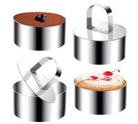 Sikweny 4 Pièces Cercle Patisserie, Inoxydable Emporte Piece Rond avec Poussoir Cercle Cuisine, Réutilisable Emporte Piece Cuisine Emporte-Pièces pour Mousses Gâteaux Pâtisseries (8 CM)