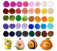 Sikweny 40 Couleurs Laine Cardée Feutre De Laine Pure Vierge Feutrée Merinos Pure Fibre à Conte de Fées Kit De Démarrage pour Enfants Tricot Bricolage DIY Poupée Ornement Décoration Artisanat