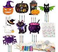 Sikweny 53 Pièces Activite Manuelle Halloween Enfant Bricolage Halloween Enfant Ensemble Contient Pièces en Bois, Carillons Éoliens Activités Manuelles Kits de Loisirs Créatifs pour Maison L'école