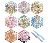 Sikweny 8 Set Scene Stickers 3D DIY Amusants House Stickers Sticker Scene Miniature Fun DIY Stacking Scenes Sticker 3D Book Avec 2 Pincette pour Adultes et Enfants