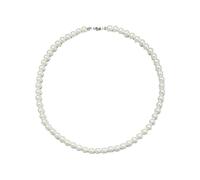 Sikweny Collier Perle Homme Collier de Perles Blanches Lvoire Bijoux pour Femmes Haut de Gamme Unisexe Sautoir Femme Long 6 MM Fausses pour Au Quotidien Mariages Dîners Cadeau (45 CM)